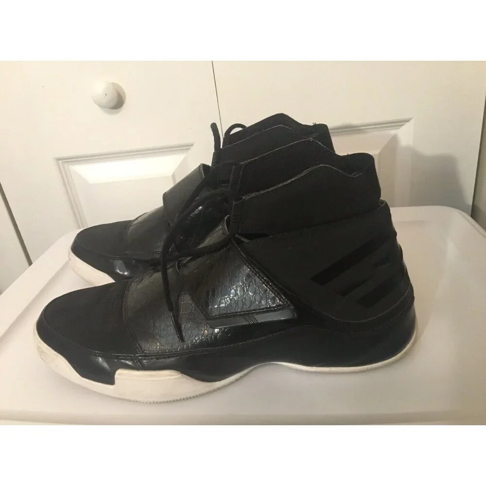 Vtg ADIDAS Black And White Hightops‎ With Flaps Sz 13 MENS Rare